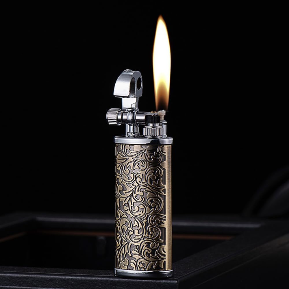 Mini Kerosene Lighter Creative Retro Old-Fashioned Grinding Wheel Lighter Men's Gift (HT703SILVER)