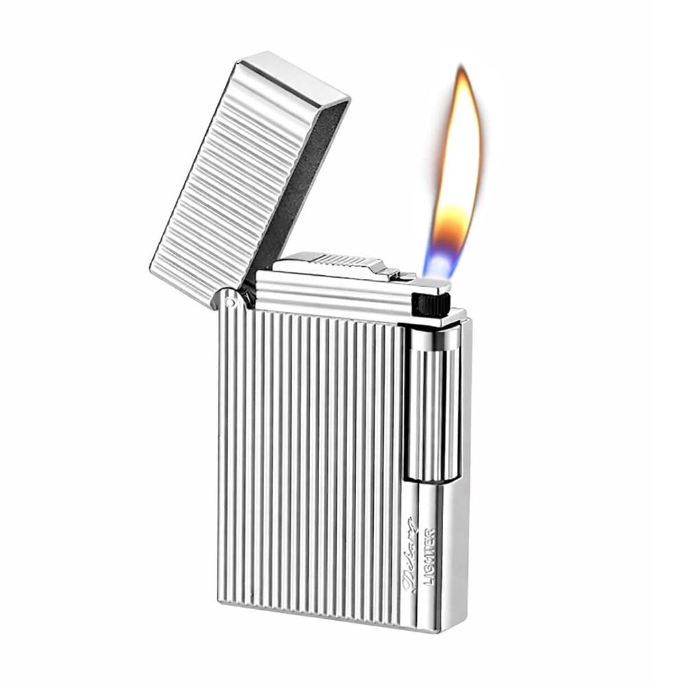 JIANCHEN Classic Metal Engraved Butane Lighter, Refillable Soft Flame Flip-Top Lighter, Gift Box (Fuel Not Included),Gold a | Classic Metal Butane Lighter, Gift Box (Fuel Not Included)