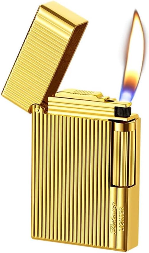 JIANCHEN Classic Metal Engraved Butane Lighter, Refillable Soft Flame Flip-Top Lighter, Gift Box (Fuel Not Included),Gold a | Classic Metal Butane Lighter, Gift Box (Fuel Not Included)