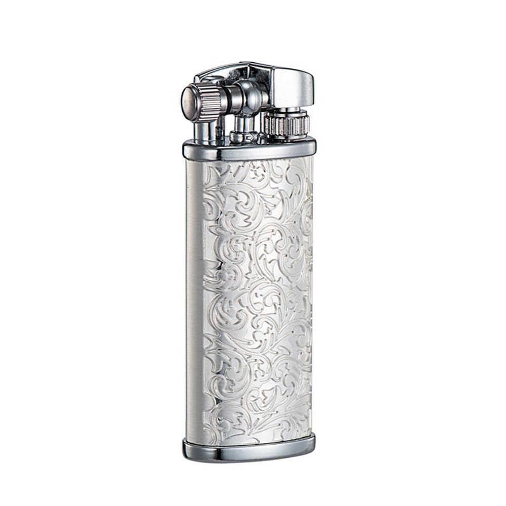 Mini Kerosene Lighter Creative Retro Old-Fashioned Grinding Wheel Lighter Men's Gift (HT703SILVER)