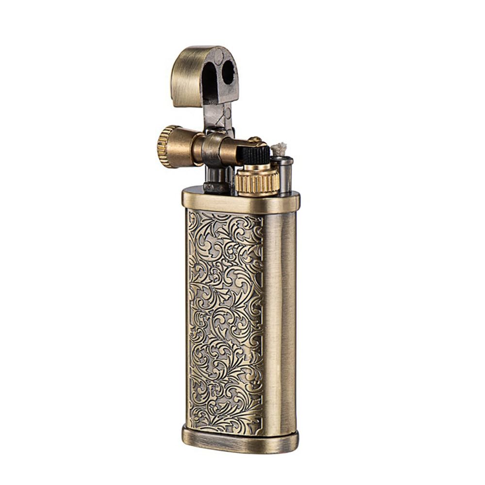 Mini Kerosene Lighter Creative Retro Old-Fashioned Grinding Wheel Lighter Men's Gift (HT703SILVER)