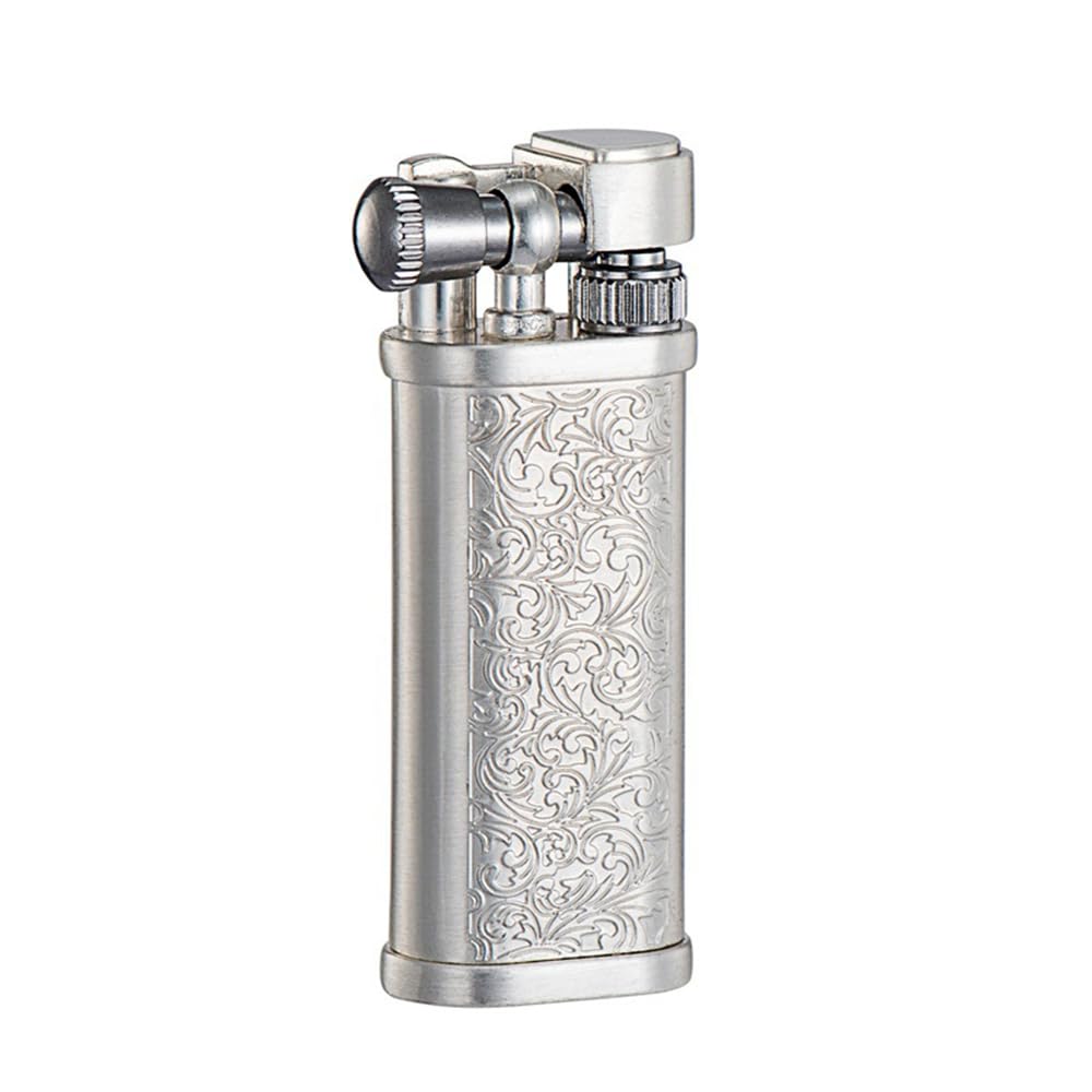 Mini Kerosene Lighter Creative Retro Old-Fashioned Grinding Wheel Lighter Men's Gift (HT703SILVER)