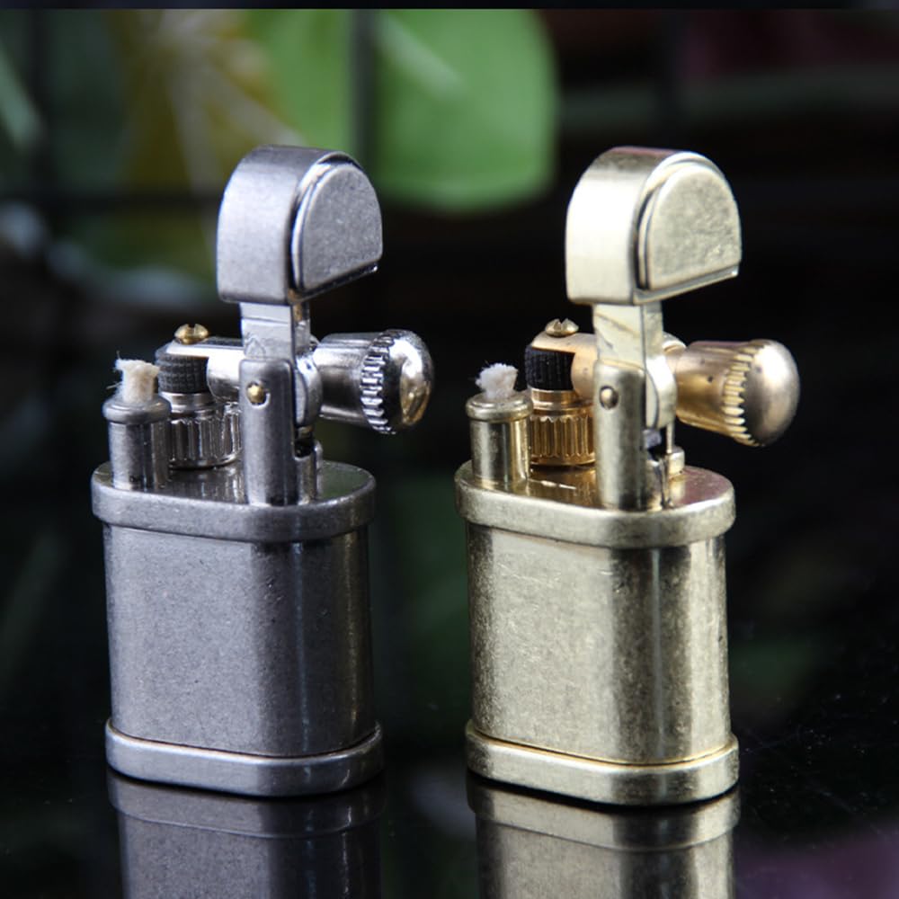 Mini Kerosene Lighter Creative Retro Old-Fashioned Grinding Wheel Lighter Men's Gift (HT703SILVER)