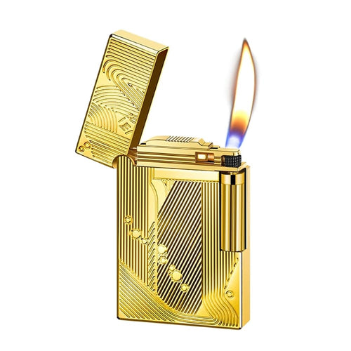 JIANCHEN Classic Metal Engraved Butane Lighter, Refillable Soft Flame Flip-Top Lighter, Gift Box (Fuel Not Included),Gold a | Classic Metal Butane Lighter, Gift Box (Fuel Not Included)
