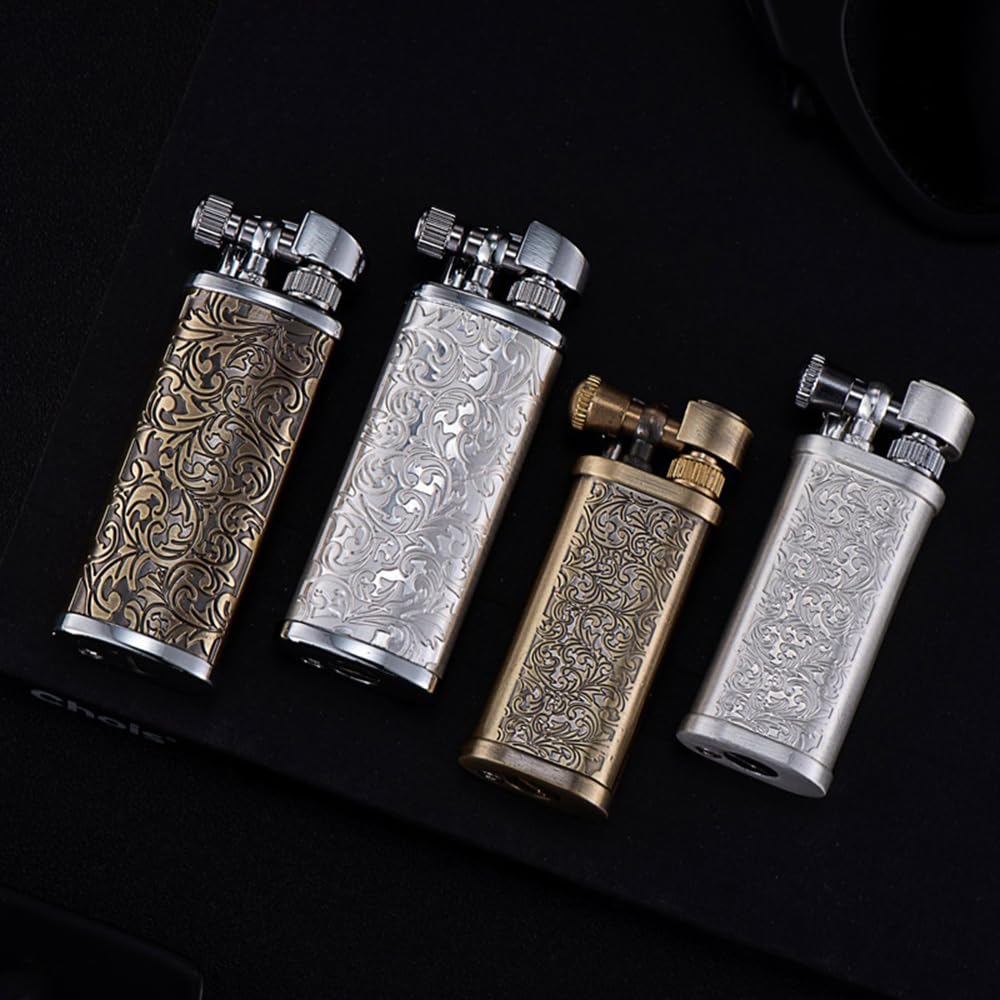 Mini Kerosene Lighter Creative Retro Old-Fashioned Grinding Wheel Lighter Men's Gift (HT703SILVER)