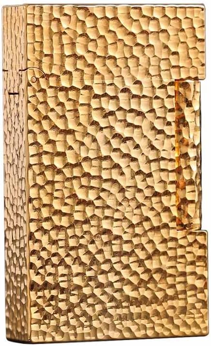 Classic Brass Lighter Hammered Texture Carved Vintage Side Slide Ignition Butane Refillable Lighter for Men, Dad, Husband, Unique Collectible,Gold