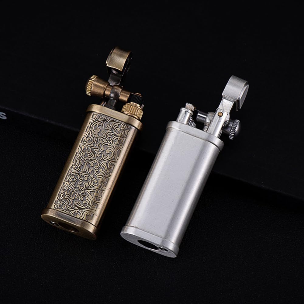 Mini Kerosene Lighter Creative Retro Old-Fashioned Grinding Wheel Lighter Men's Gift (HT703SILVER)