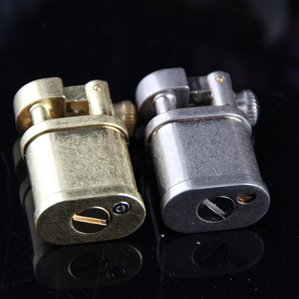 Mini Kerosene Lighter Creative Retro Old-Fashioned Grinding Wheel Lighter Men's Gift (HT703SILVER)