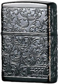 Zippo Arabesque 2TIBK-4KARA Lighter, Serial Number, Black Titanium, Etched, 4 Sides Continuous Processing, ZP-2TIBK-4KARA