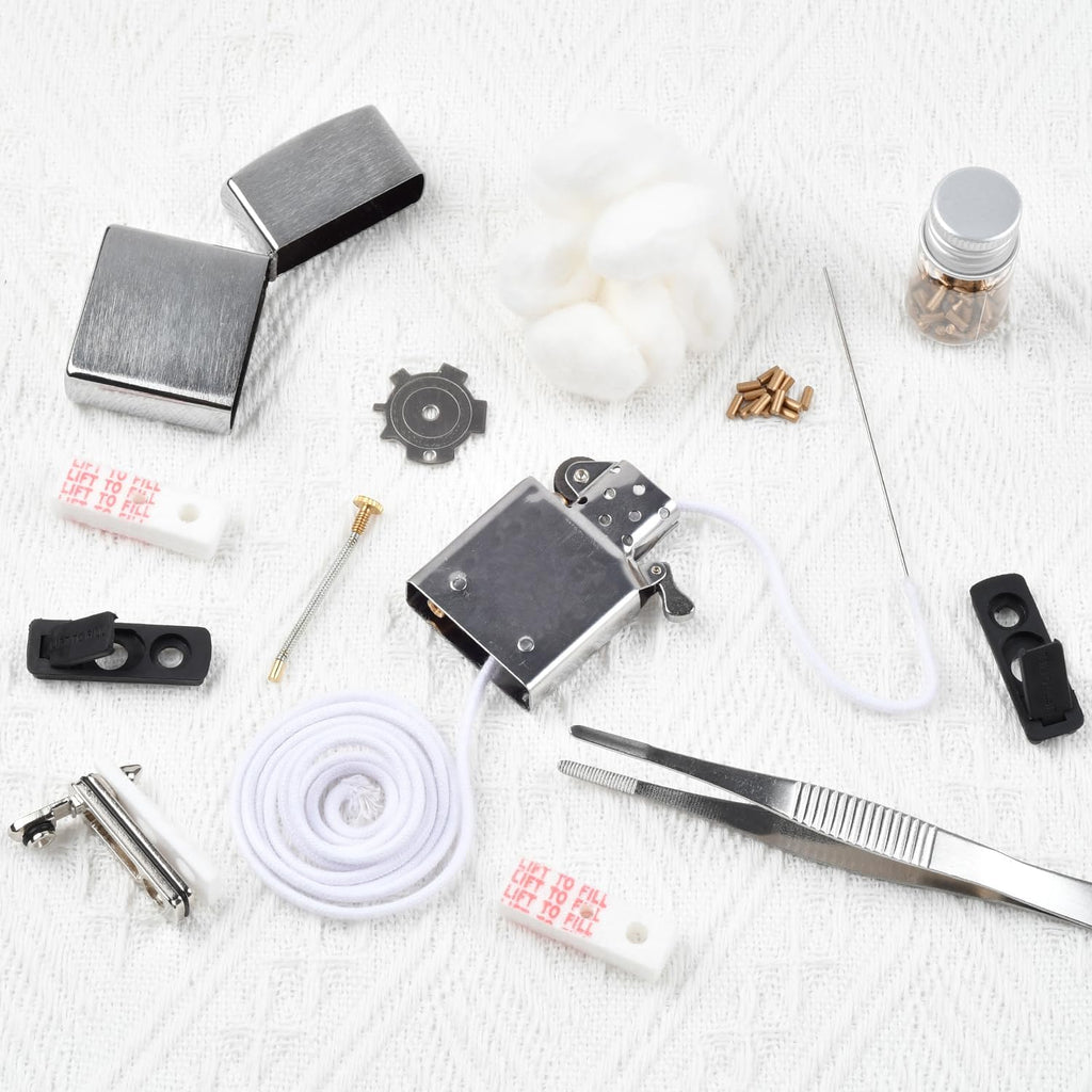 Lighters Maintenance Kit, Vintage Lighter Repair Kit | Repair Kit Complete Set for Most Lighters, Repairing Antique Lighter, Includes Lighters Gasket Seal, Flint, Accessories, Case