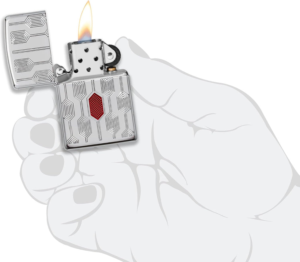 Zippo Lighter: Armor Deep Carve Multicut Pattern - High Polish Chrome 49881