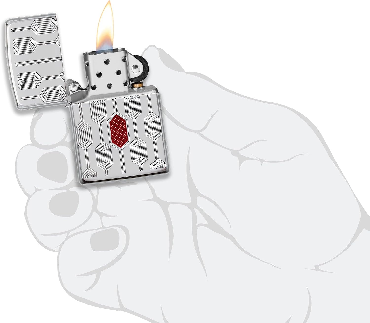 Zippo Lighter: Armor Deep Carve Multicut Pattern - High Polish Chrome 49881