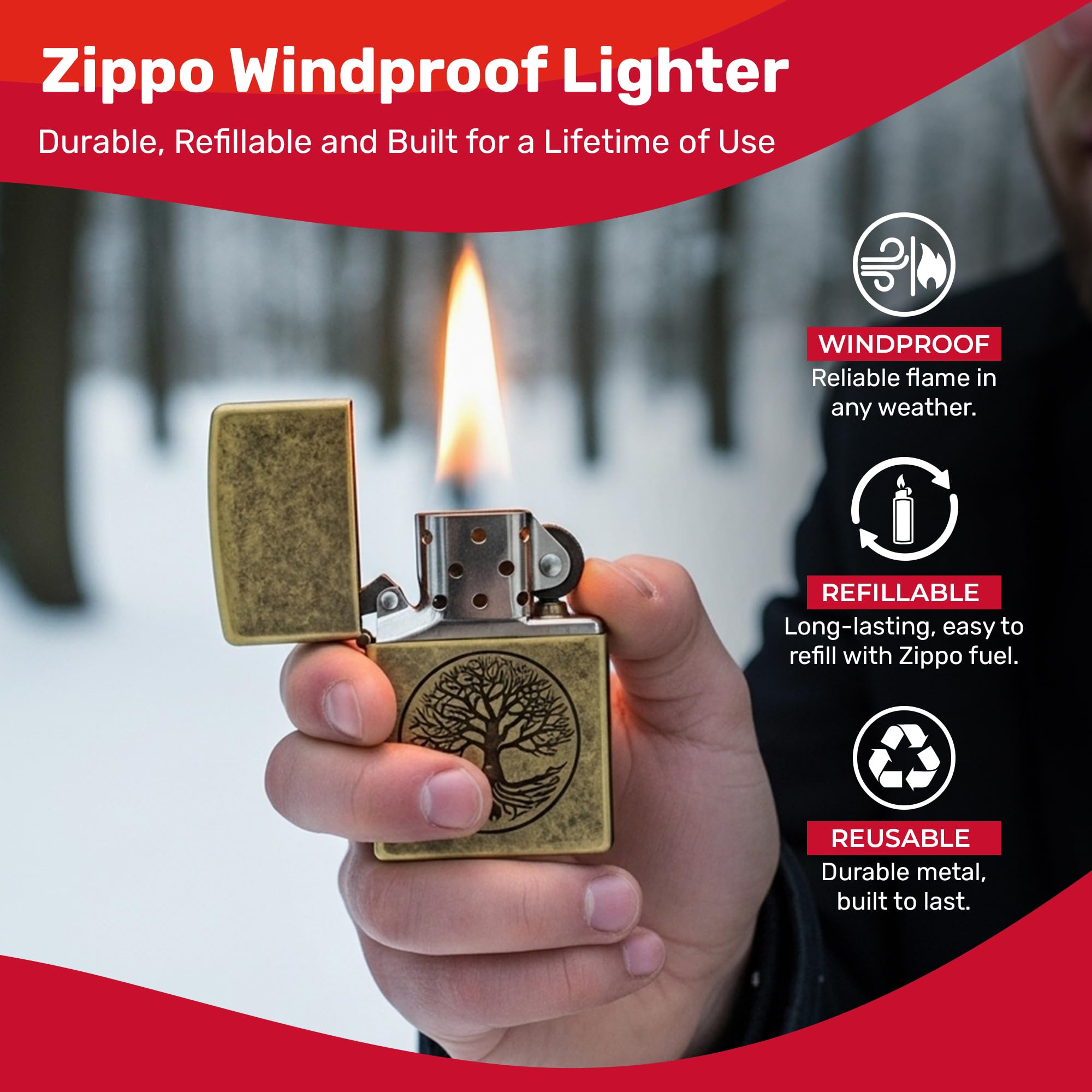 Zippo Armor Tree of Life Design Pocket Lighter