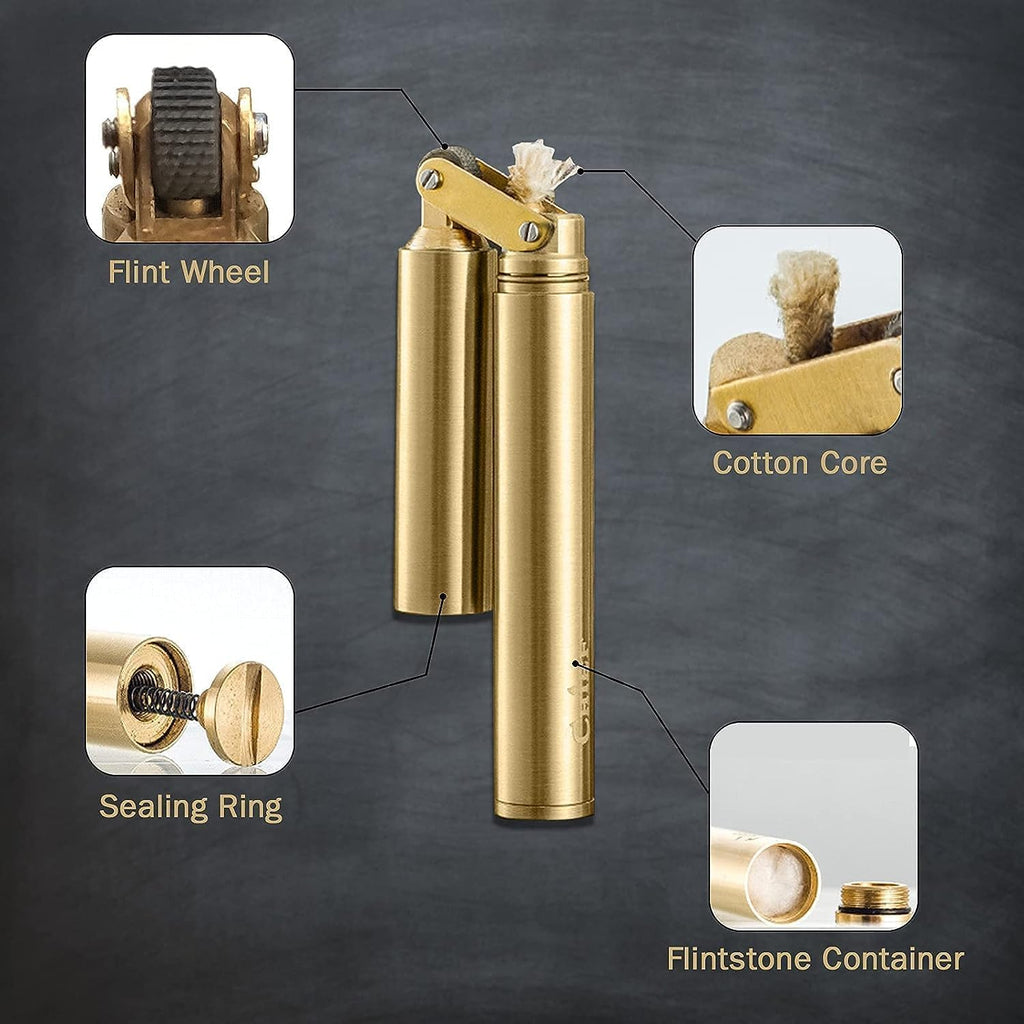 Torch Lighter Kerosene Lighter Refillable Adjustable Jet Flame Lighter for Candle Kitchen Grill Camping Jewellery Welding Men's Gift with Gift Box (Gold) (Golden