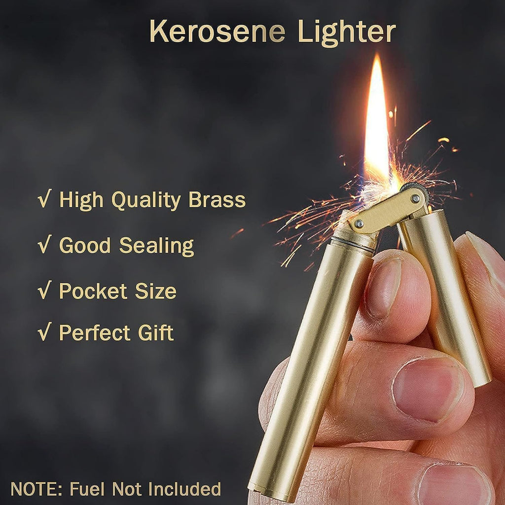 Torch Lighter Kerosene Lighter Refillable Adjustable Jet Flame Lighter for Candle Kitchen Grill Camping Jewellery Welding Men's Gift with Gift Box (Gold) (Golden