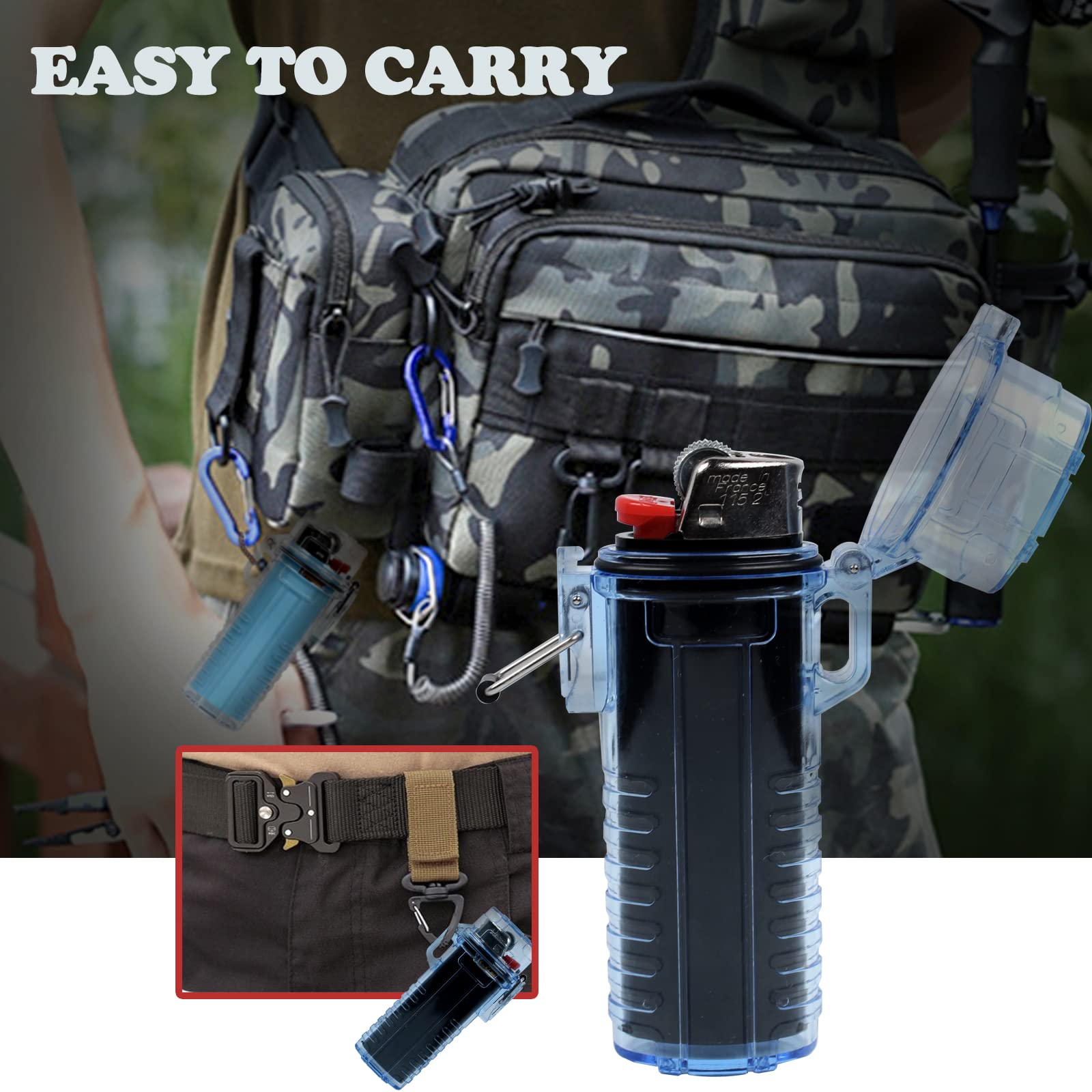 HUMWE EDC Waterproof Lighter Case Cover Holder for BIC Regular Lighters Sleeve Type J6 Outdoor Survival Multipurpose Seal Lighter Pouch (Transparent)