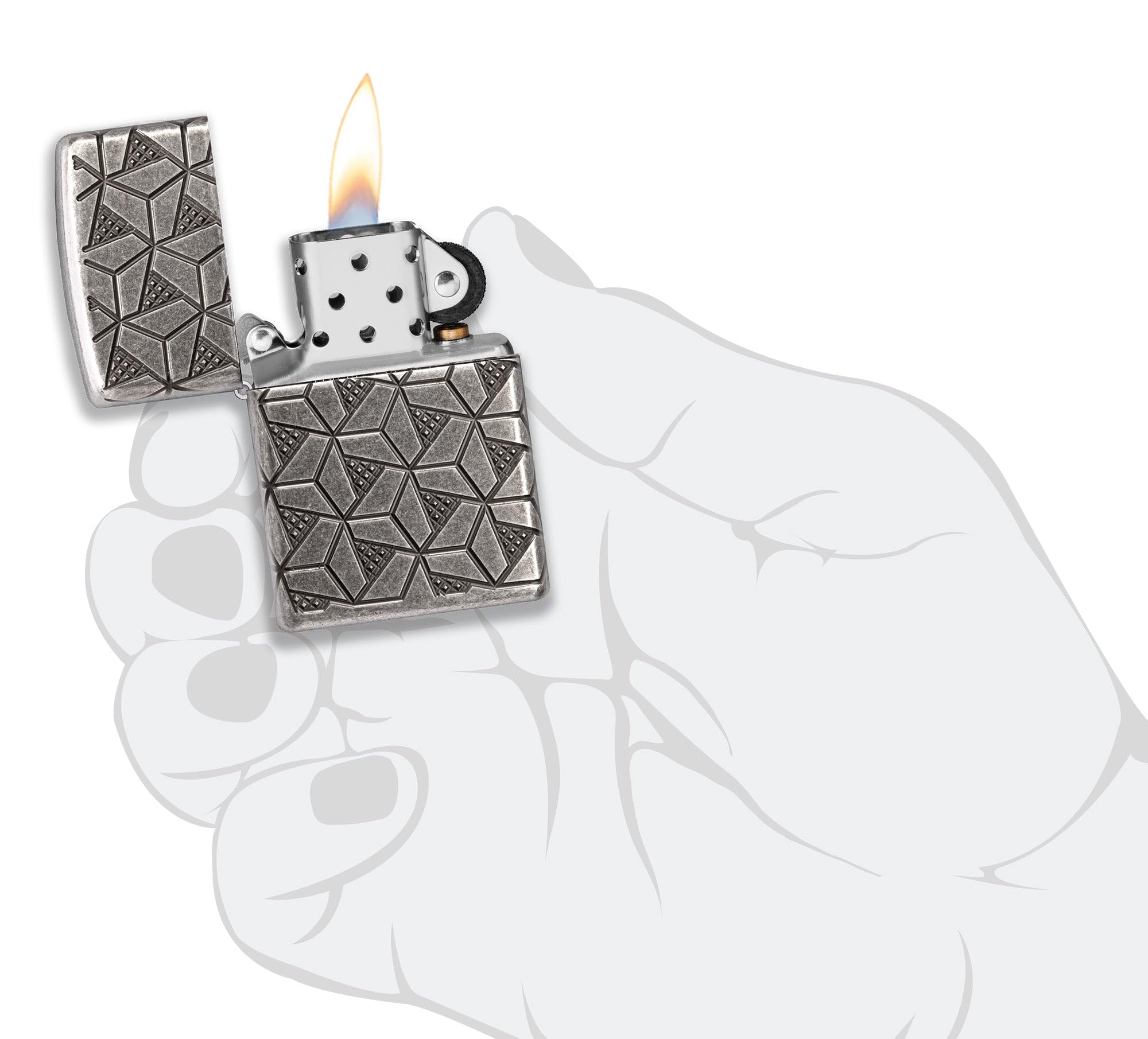 Zippo Lighter: Armor Deep Carve Multicut Pattern - High Polish Chrome 49881