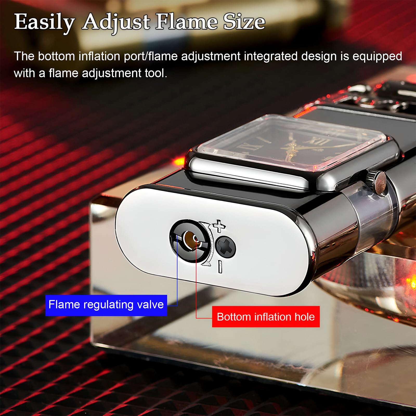 Torch Lighter, Magic Dual Flame Dragon Lighter with Portable Size, Windproof Lighter with Visible Fuel Tank, Adjustable Flame Refillable Butane Lighter for Men Friends Gifts (Without Butane)- Black-d
