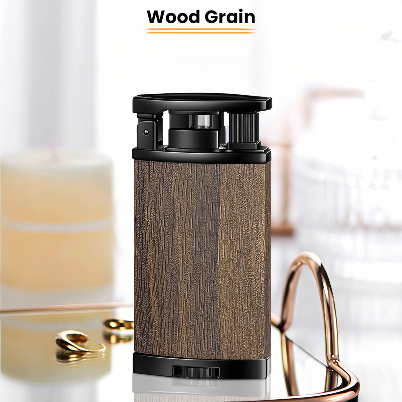 Dual Flame Butane Lighter, Torch and Soft Flame 2-in-1, Reusable and Refillable Lighters, Vintage Leather Textured - Red Velvet (Fuel Not Included)