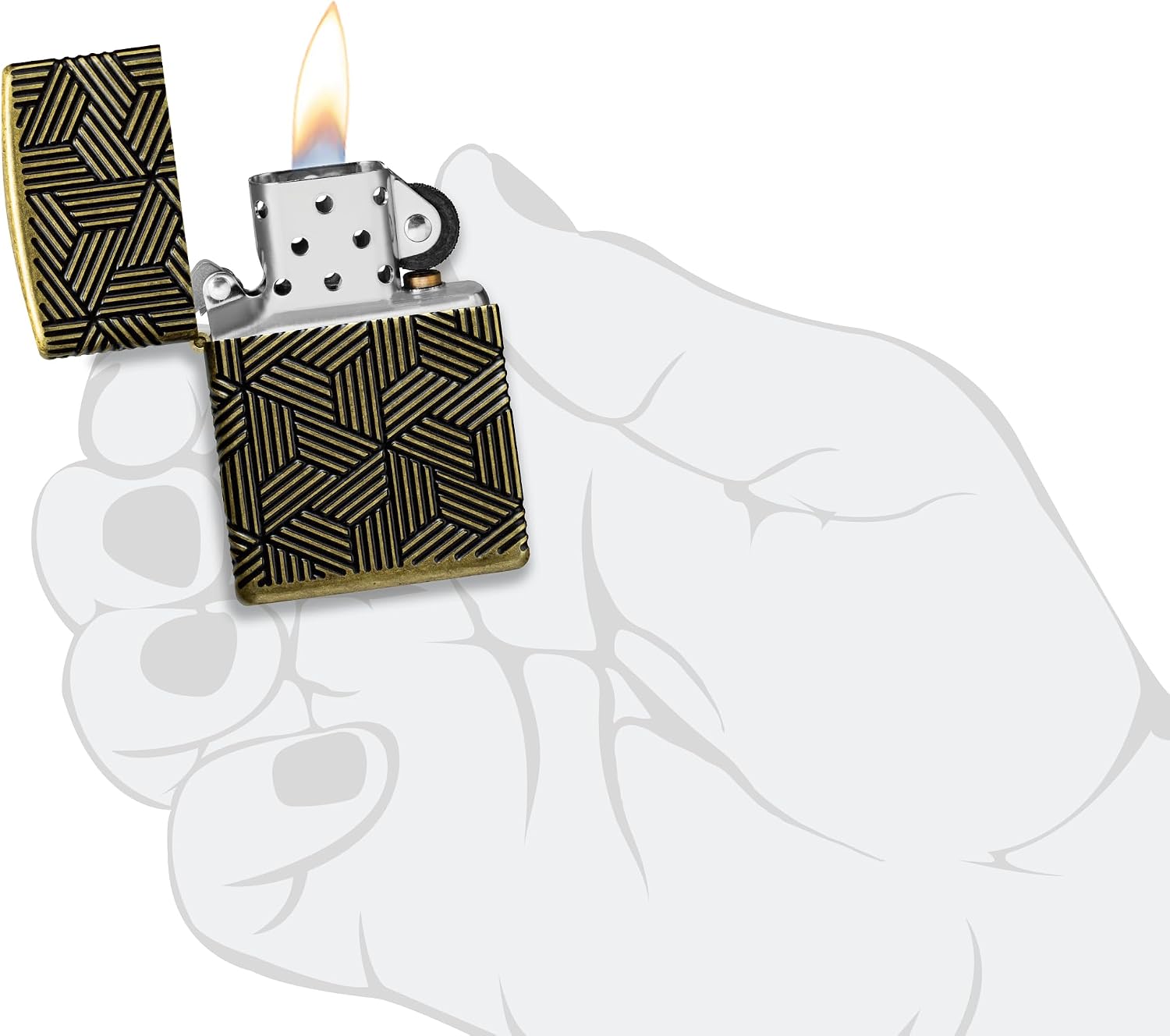 Zippo Lighter: Armor MultiCut Art Deco Design - Antique Brass 46675