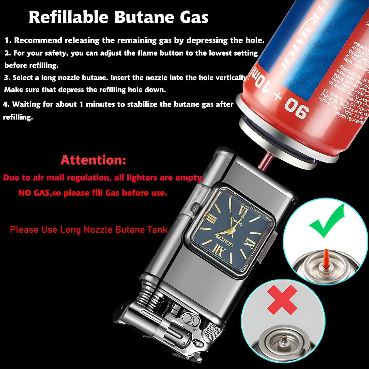 Torch Lighter, Magic Dual Flame Dragon Lighter with Portable Size, Windproof Lighter with Visible Fuel Tank, Adjustable Flame Refillable Butane Lighter for Men Friends Gifts (Without Butane)- Black-d