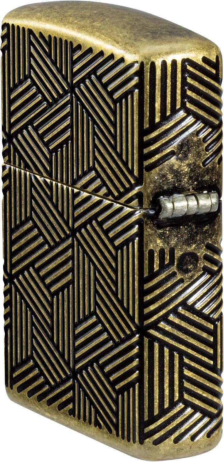 Zippo Lighter: Armor MultiCut Art Deco Design - Antique Brass 46675