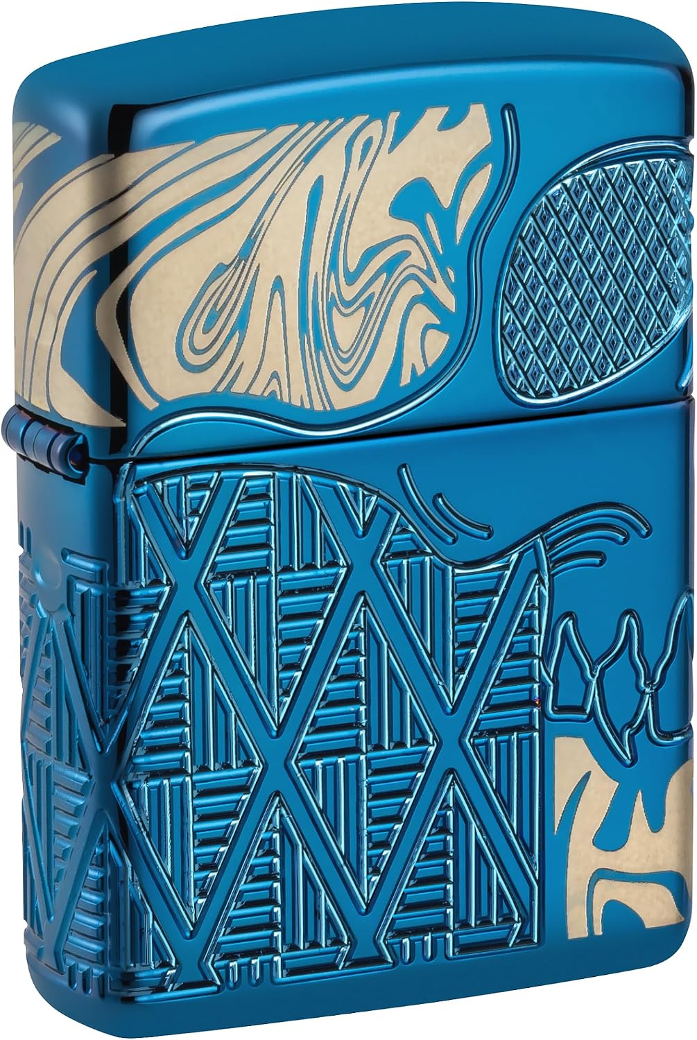 Zippo Armor High Polish Blue Skull Design Pocket Lighter