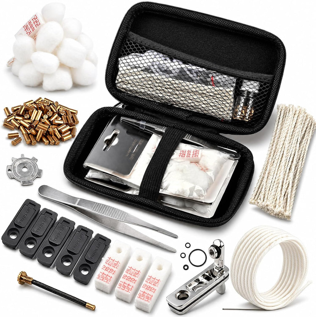 Lighters Maintenance Kit, Vintage Lighter Repair Kit | Repair Kit Complete Set for Most Lighters, Repairing Antique Lighter, Includes Lighters Gasket Seal, Flint, Accessories, Case