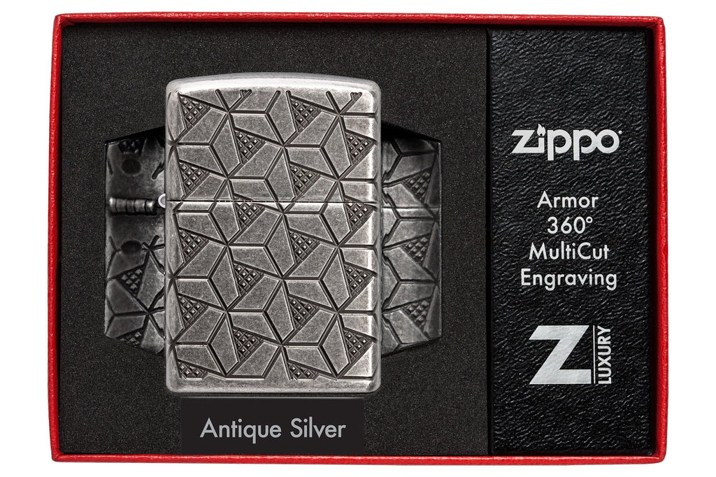 Zippo Lighter: Armor Deep Carve Multicut Pattern - High Polish Chrome 49881